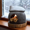 Mougigi Wide Snow-Roofed Palo Santo Burner - Mini Chiminea Incense Holder, Tabletop Chiminea Palo Santo Stick Holder Ideal for Smudging Sage, Burning Incense Cones for Zen-Inspired Home Decor Gift