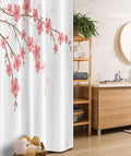 Ambesonne Floral Stall Shower Curtain, Cherry Blossom April Springtime Romantic Feminine Illustration Art Soft Colors, Fabric Bathroom Decor Set with Hooks, 36" W x 72" L, Pink Green