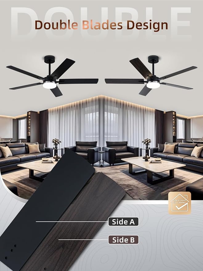 LANMEL Ceiling Fan with Light, Modern Flush Mount Low Profile with Remote Control, Reversible, 3CCT Dimmable, Quiet,LED for Bedroom, Living Room, Indoor/Outdoor Patio Use 52 Inch Silver & Black