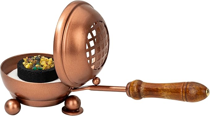 Handmade Coppertone Iron Incense PAN – 3.15 Inches Diameter, Copper Finish Burner for Charcoal & Resin Incense, Artisan Craftsmanship from India
