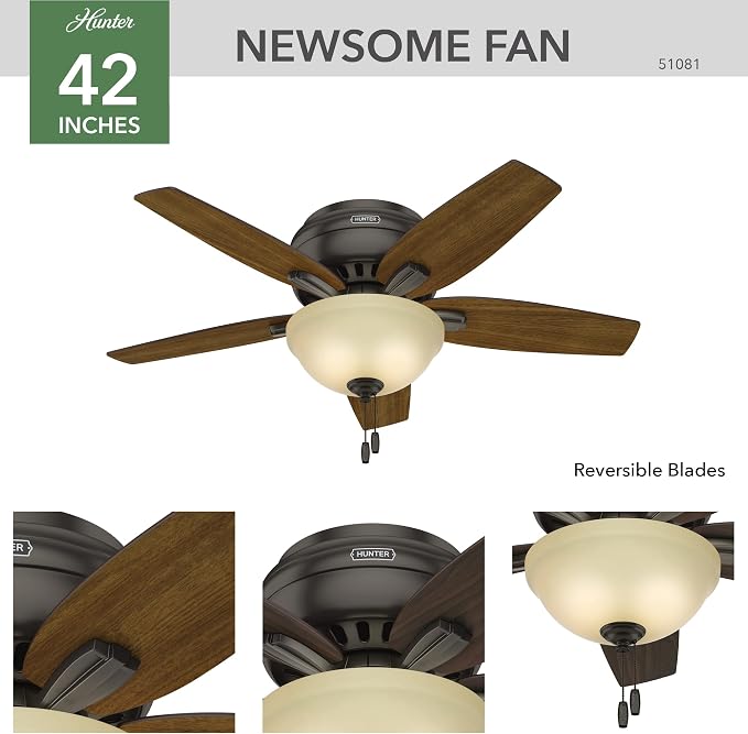 Hunter Newsome, Indoor, Ceiling Fan, Pull Chain, 42 inch, Premier Bronze