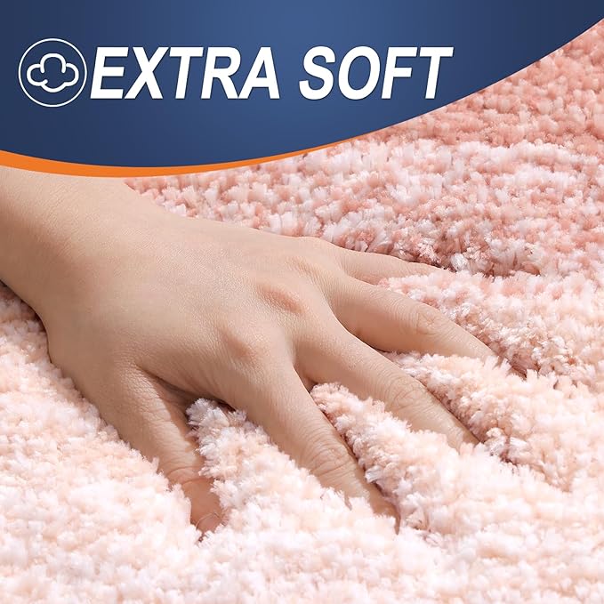 OLANLY Bathroom Runner Rugs Mat 47x24, Extra Soft Absorbent Microfiber Bath Rugs, Rubber Backing, Quick Dry, Washable Long Bath Mats for Bathroom Floor, Tub and Shower, Home Decor Accessories, Peach