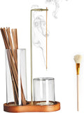 2 in 1 Incense Holder for Sticks with Glass Ash Catcher, Anti-ash Incense Burner for Yoga Meditation Spa Room Decor, Includes Ash Brush