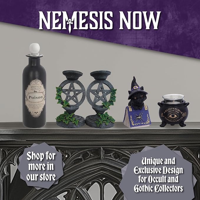 Nemesis Now Malpuss Vampire Cat Incense Burner, Hand-Painted Resin Gothic Decor Featuring Bat Wings and Pentagram Symbol, 24cm