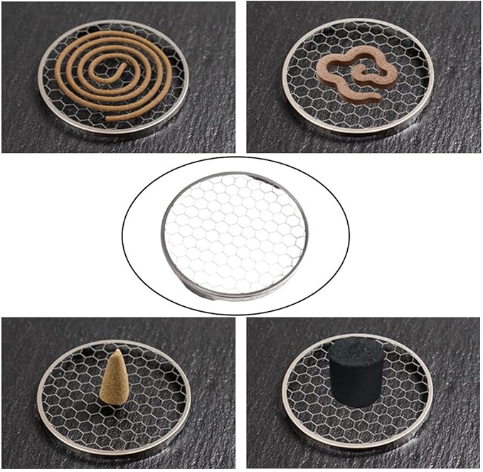 5 Pack Charcoal Incense Burner Mesh Screen Replacement Charcoal Discs Burner Screen Grille for Bakhoor Burner Charcoal Briquettes Charcoal Tablets Hanging Censer Resin Incense Burners Bowl