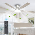 UME 60" Ceiling Fan with Lights & Remote, 6 Blades Low Profile Ceiling Fan, Quiet DC Motor, Natural Wind, 6 Speeds, 3CCT Dimmable 20W LED Modern Ceiling Fan for Bedroom, Living Room, Nickel