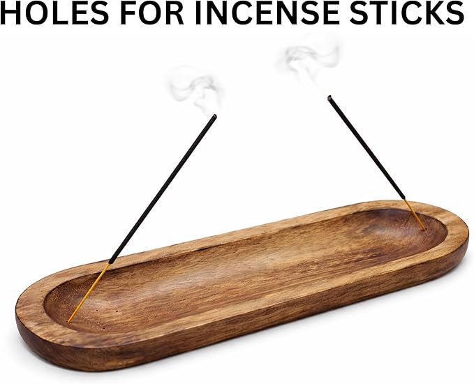 Incense Burner Or Incense Stick Holder - Incense Tray Wooden Ash Catcher - Handmade Mango Wood Incense Stand for Gifting. Modern Home Decor