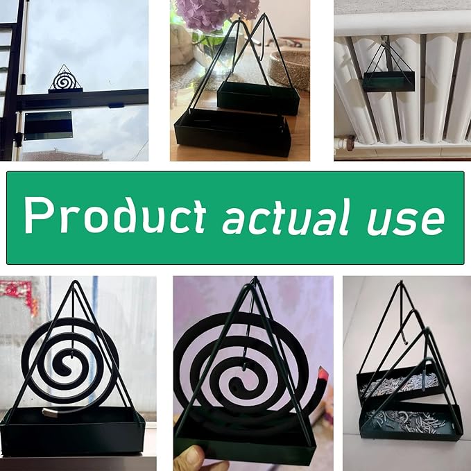2 Pack Coil Incense Burner Mosquito Coils Holder Full Metal Triangular Hanging Coil Tray Ash Catcher Storage Bracket Coil Vertical Stand Support Base for for Indoor Outdoor Camping