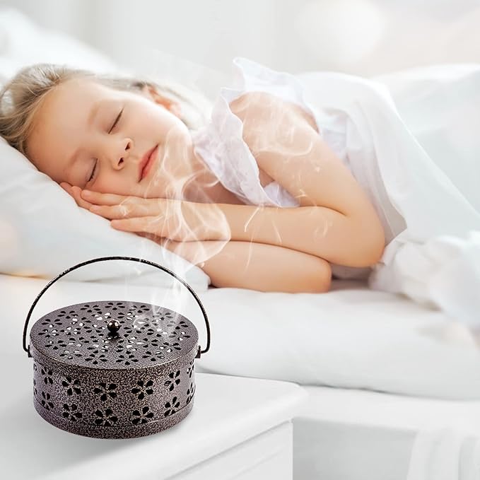 4 Pieces Mosquito Coil Holder Incense Coil Burner Indoor Outdoor Camping Use Portable Mosquito Repellent Coil Holder Incense Burner Holder (Bronze Blossom)