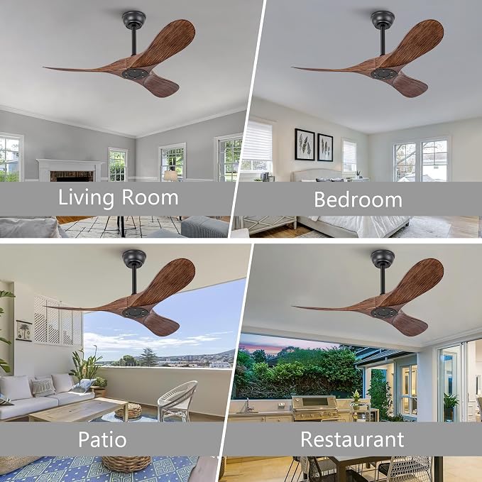 KBZZ 42 Inch Ceiling Fan without Light,6 Speeds,Reversible Silent DC Motor,Modern Ceiling Fan no Light with Remote for Indoor Outdoor Farmhouse Office Bedroom(Not Solid Wood)