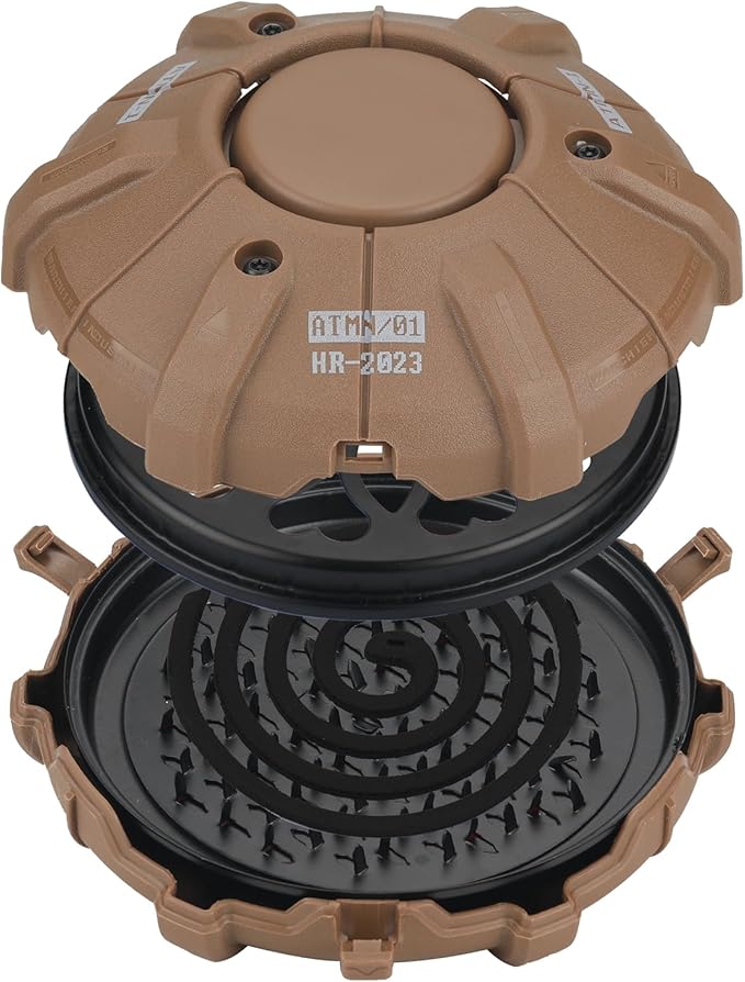 Tactical Mosquito Coil Holder for Outdoor,Mosquito Coil Burner,Incense Burner Holder Camping & CS Gaming - Portable Compact Mosquito Incense Box（Tan）