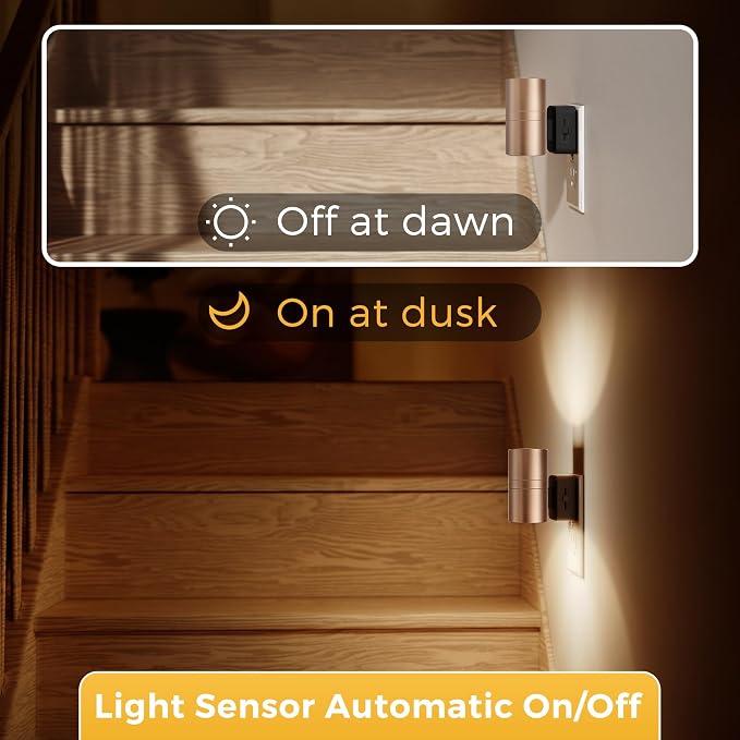 L LOHAS LED Night Light, 2 Pack Night Lights Plug into Wall | Automatic Dusk to Down Nightlight, 3000K Soft White 0-100LM Dimmable Modern Nightlight for Kids Bedroom Hallway