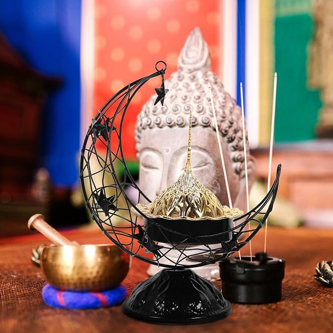 Zerodeko 1pc Incense Burner Decoration Elegant Arabic Censer for Home Decor Vintage Incense Holder Smooth for Aromatherapy and Relaxation Black Design