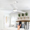 Conciseer Modern Ceiling Fans with Lights,52 Inch Ceiling Fans with Remote for Bedroom Living Room Kitchen, 18W 6CCT Dimmable，5 Blades 6 Speed Reversible Quiet DC Motor White