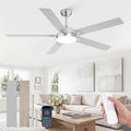 ZMISHIBO 60 Inch Ceiling Fans with Lights, Smart Remote/APP Control, Modern Ceiling Fan with 6 Speeds & 3CCT, Dimmable 30W LED, Quiet DC Motor, Noiseless for Living Room, Bedroom, Kitchen, Nickel