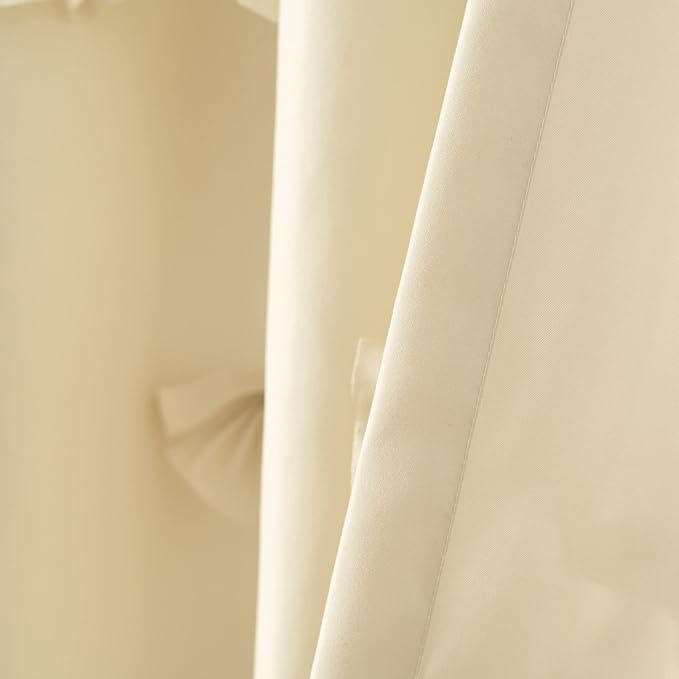 Lush Decor Riley Shower Curtain, 72" W x 72" L, Buttercream - Bathroom Curtain - Coquette Decor - Bow Shower Curtains - Cottage Core - Fabric Shower Curtains