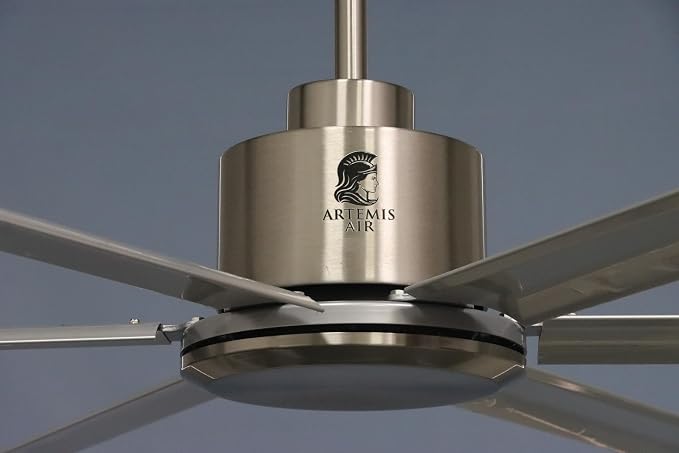 120-Inch HVLS Industrial Ceiling Fan +28,000 CFM Large Commercial Ceiling Fan with Remote, PMSM Motor, 6 Speeds, Reversible, for Warehouse, Gym, Barn, Shop, Garage | AA-Orion 120" (Silver)
