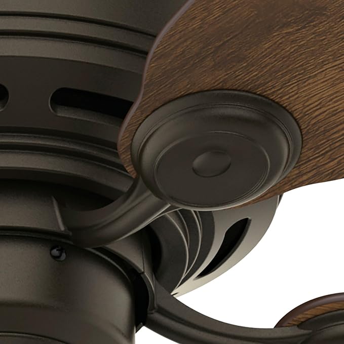 Hunter Low Profile IV, Indoor, Ceiling Fan, No Light, 42 inch, New Bronze | Low Profile Flush Mount, Pull Chain, 5 Blades, For Bedroom, Living Room, Kitchen, 51061