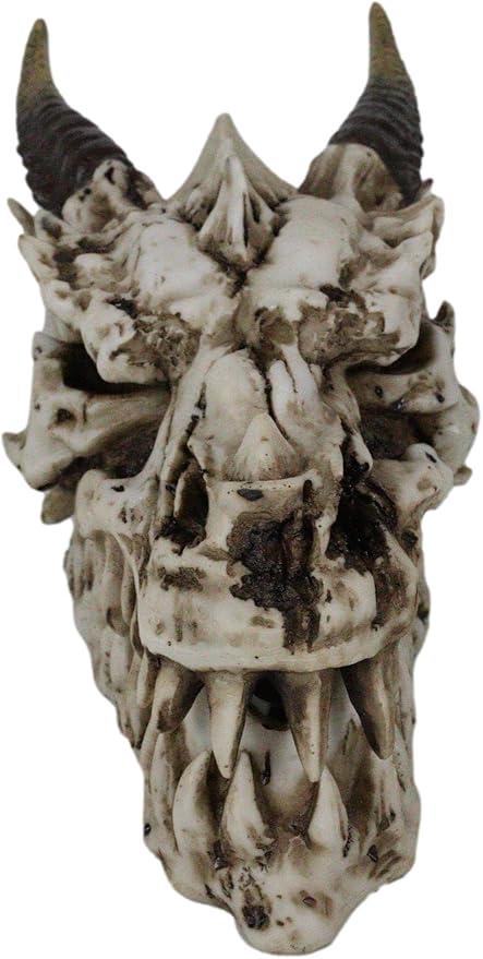 Ebros Gift 9" Long Smoking Nostrils and Eyes Bone Skeleton Fossil Dragon Skull 'Stryker' Incense Stick Burner Sculptural Box Statue Home Aromatherapy Decorative for Dungeons and Dragons GOT Fans