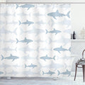Ambesonne Sea Animals Shower Curtain, Monochrome Shark Illustration Fashion Maritime Illustration Aquatics, Cloth Fabric Bathroom Decor Set with Hooks, 69" W x 70" L, Cadet Blue