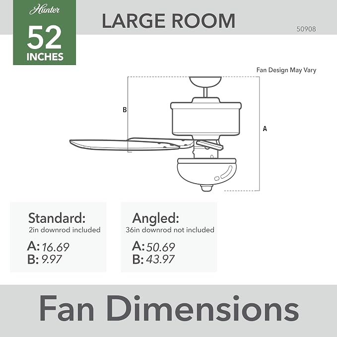 Hunter Swanson, Indoor, Ceiling Fan, with LED Light, 52 inch, Fresh White