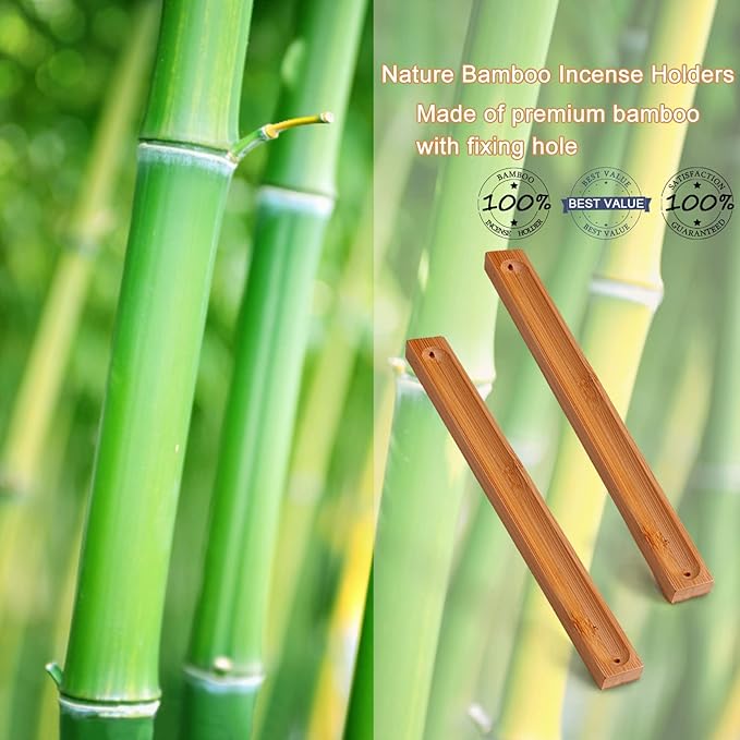 HOSSIAN Incense Holders-Bamboo Incense Holder for Sticks-Ash Catcher Wooden Handmade Gift 11 inches