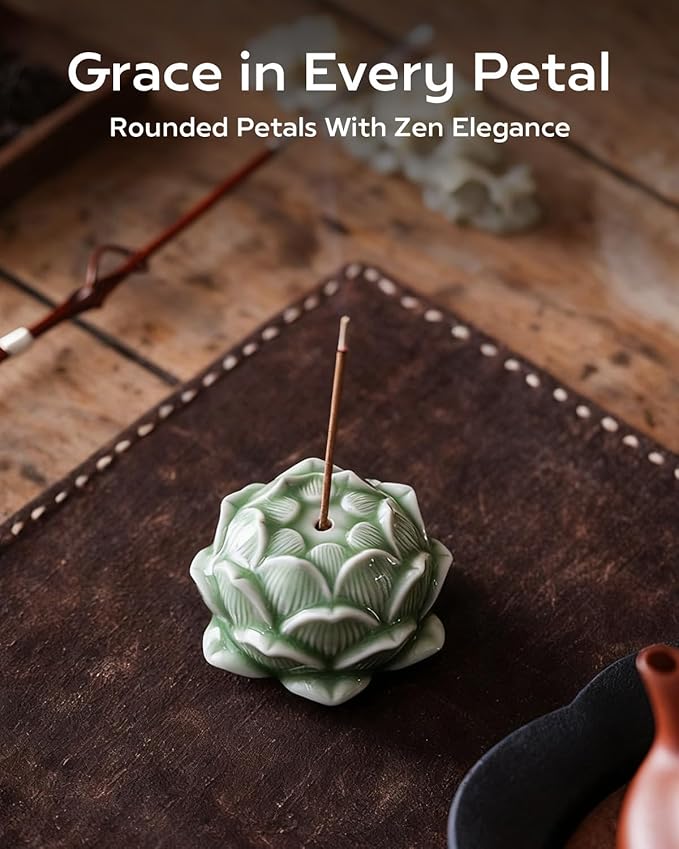 Hand-Dyed Ceramic Lotus Incense Stick Holder - Zen Meditation Artwork for Home & Yoga Decor