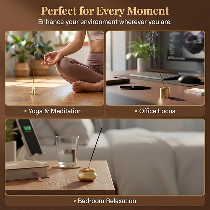 4 PCS Copper Incense Holders, 9 Holes Incenses Stick Holder Small Retro Copper Burner Accessories Gourd Incenses Burners Incense Burner for Meditation Room, Yoga Studio Home Decor