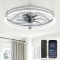 ZMISHIBO Low Profile Ceiling Fans with Lights, Flush Mount Modern Ceiling Fan and Remote Control, 20" LED Ceiling Fans, Stepless Dimmable 3 Colors and 6 Speeds (Grey, 20")