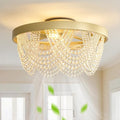 Crystal Caged Ceiling Fans with Lights Flush Mount, 20 inch Crystal Fandelier Ceiling Fan with Light and Remote, Chandelier Modern with Lights for Bedroom, Dining Room, Living Room