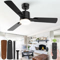 42 Inch Ceiling Fans with Lights, Low Profile Ceiling Fan with Light and Remote Control,10 Min Quick Installation,Reversible,3CCT Dimmable,Quiet,Black Small Ceiling Fan for Bedroom Indoor/Outdoor