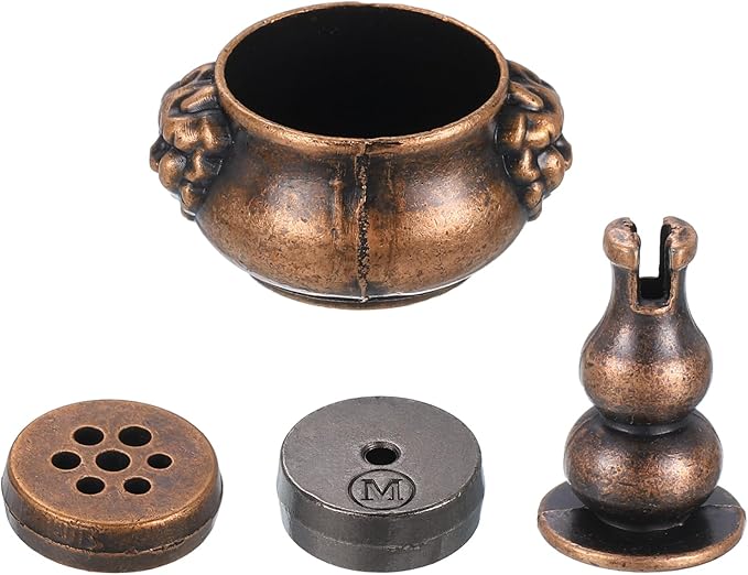 uxcell 3pcs Brass Incense Holders, 9 Hole Incense Stick Holders Incense Burner Kit for Stick Cone Incense, Incense Coil, Copper