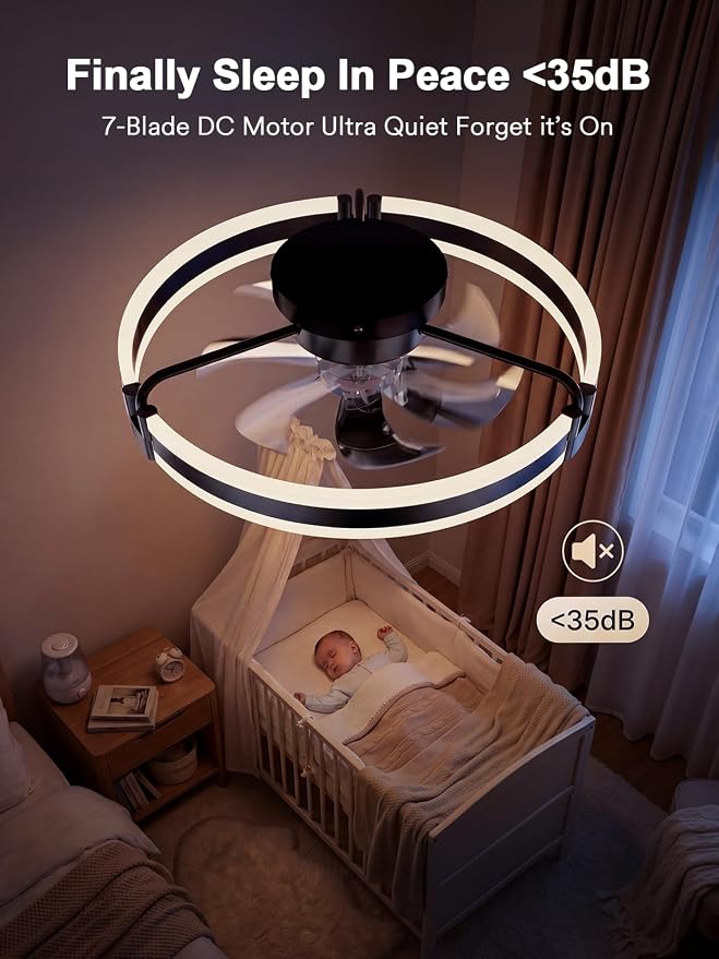 Bladeless Ceiling Fan (Black02, Small) | Bladeless Design, Ceiling Mount