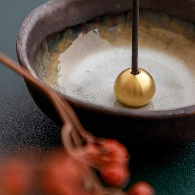 Asayu Japan Brass Incense Holder - Small Drop-Shaped Incense Stand for Ash Catcher or Tray
