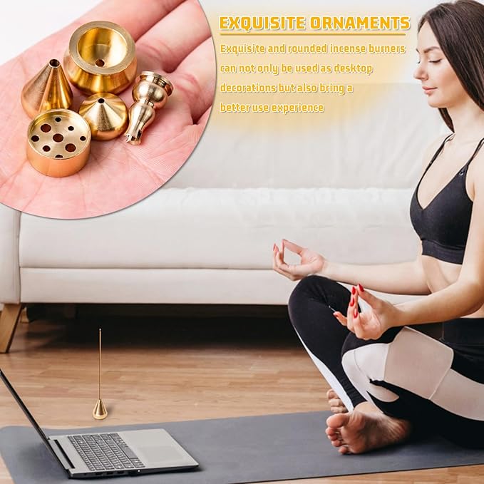 6 Pcs Gold Incense Holder, Small Brass Incense Holder, Incense Holders for Sticks, Insence Holder, Incense Stick Burner, Incense Cone Burner Holder, Small Incense Holder for Indoor Outdoor Use (Gold)