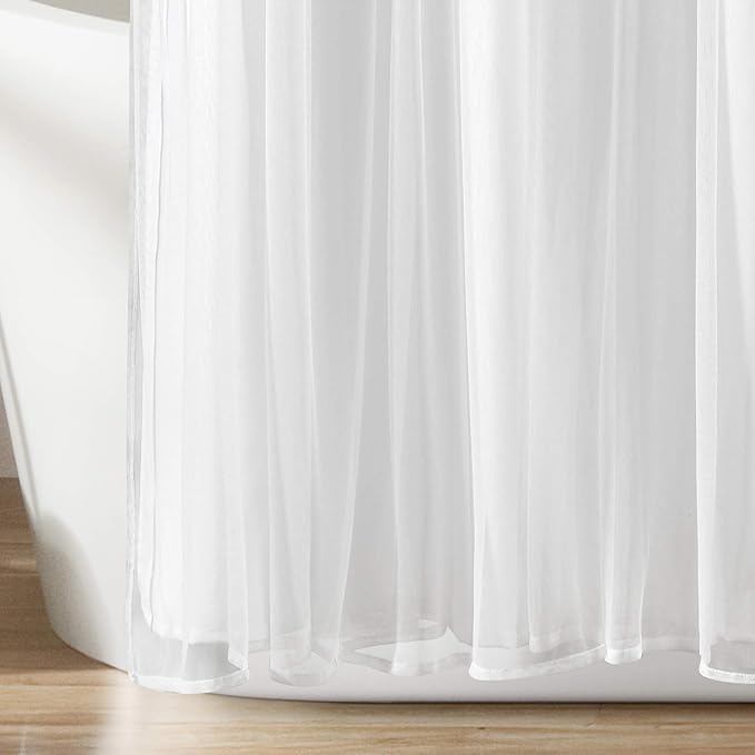 Lush Decor Tulle Skirt Colorblock Shower Curtain Single 72" W x 72" L Blush & White - Fabric Shower Curtains for Bathroom - Cute Bathroom Curtain (Pack of 6)