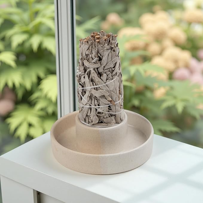 Sage Holder, Sage Burner, Smudge Bowl, Palo Santo Holder, Incense Holder, Incense Holder Bundle, Sage Holder for White Sage Bundle and Palo Santo (Sage Not Included) (White)
