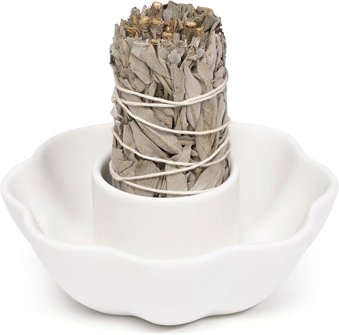 Petal Sage Holder, Sage Holder for Burning, Sage Burner, Smudge Bowl, Sage Buring Bowl, Incense and Candlestick Holder, Smudge Sticks Lotus Tea Light Holder Burner