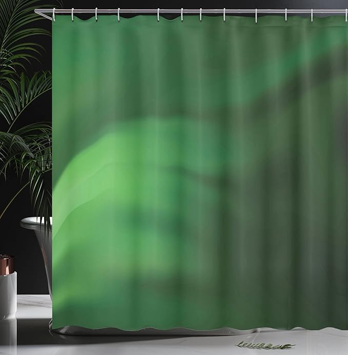 Ambesonne Forest Green Shower Curtain, Abstract Pattern with Color Wave in Green Shades Ombre Effect, Cloth Fabric Bathroom Decor Set with Hooks, 69" W x 75" L, Forest Green