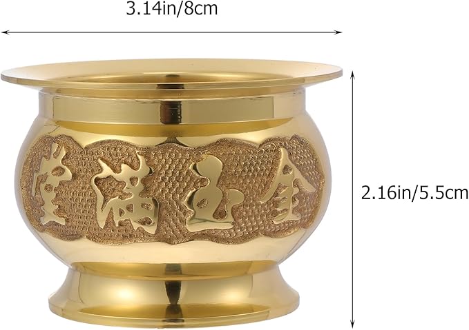 HEALLILY Retro Copper Incense Burner 3.93X3.93X2.67In Elegant Home Decor Buddhist Censer with Bowl Design for Relaxation and Meditation