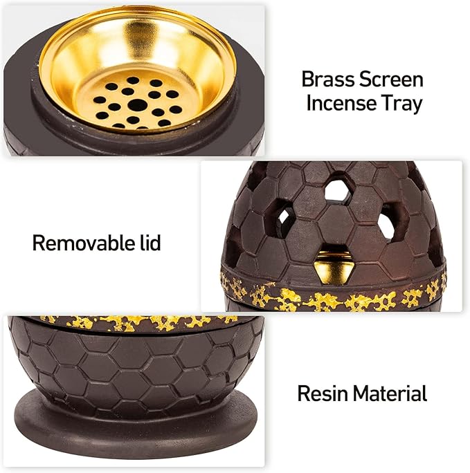 Incense Burner Holder, Bakhoor Frankincense Charcoal Censer Resin Stand, Ideal for Aromatherapy Yoga Spa, Home Christian Church Decor (Coffee)