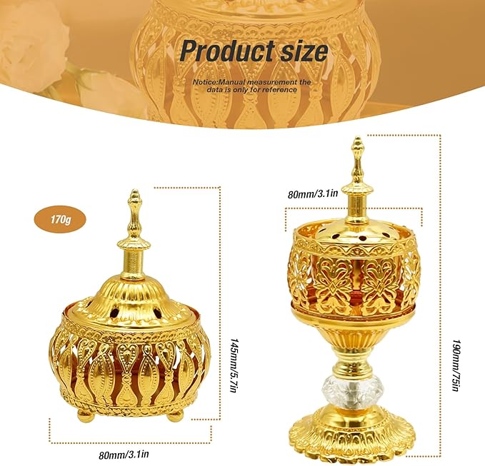 2 PCS Metal Incense Burner Vintage Cone Incense Burner Incense Stick Holder Antique Arabic Incense Burner Pot for Yoga SPA Home Decor