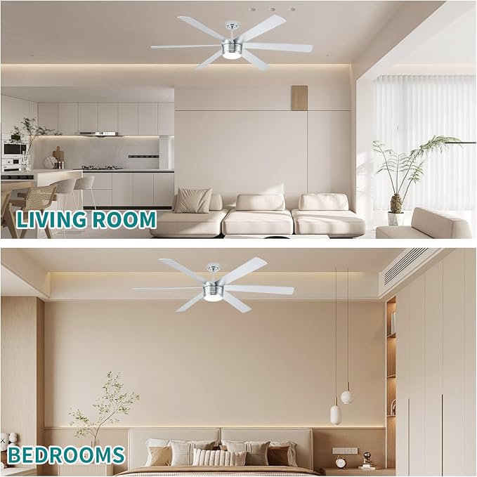 SHOWDI Nickel Ceiling Fans with Lights and Remote, Quick Installation, 72 in