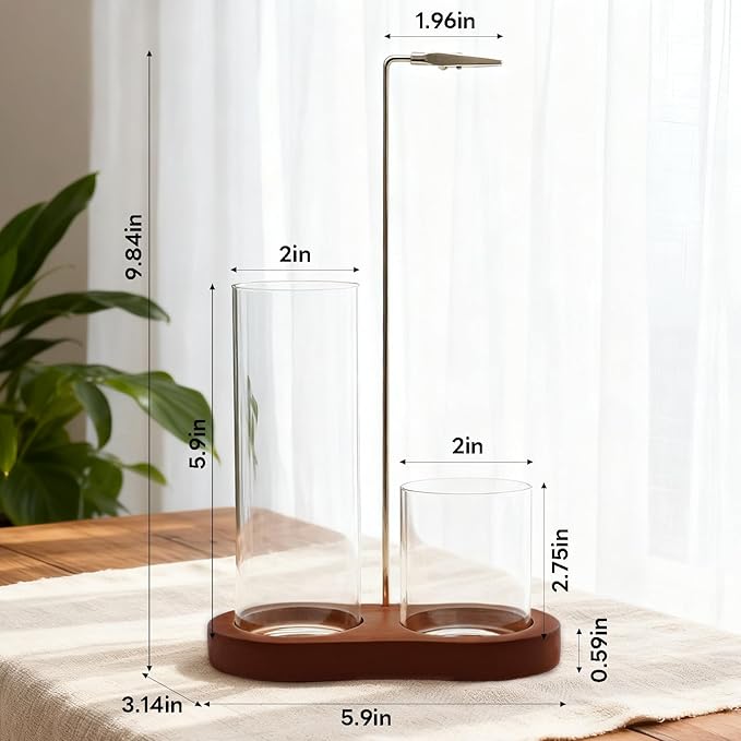 Incense Holder, 2 in 1 Incense Sticks Burner with Glass Ash Catcher & Stick Storage, Meditation Yoga Spa Gifts for Women, House Warming Gifts New Home Wooden Aesthetic Room Decor, Rustic Brown
