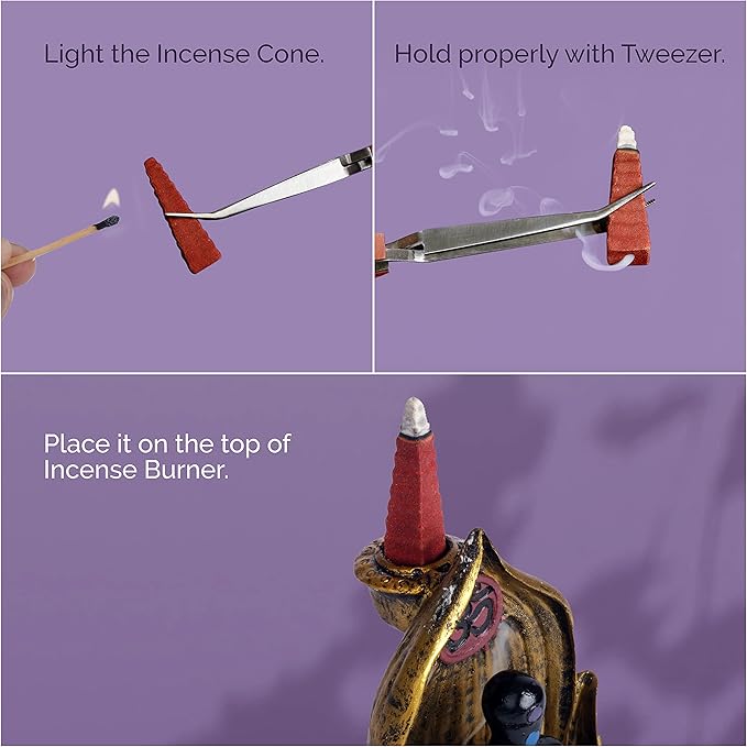 Backflow Natural Incense Waterfall Cones Unique Shape for Backflow Incense for Prayer, Meditation, Relaxation Burner Holder (25 pcs) (Rose, Step Pyramid)