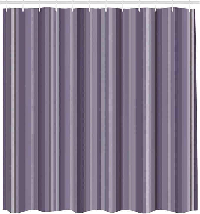 Ambesonne Stripes Shower Curtain, Abstract Ocean Inspired Palette Lines Geometrical Image Illustration, Cloth Fabric Bathroom Decor Set with Hooks, 84" Long Extra, Mauve Lilac