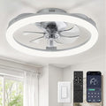 LEDIARY 20 Inch Low Profile Ceiling Fans with Lights and Remote, Dimmable Modern Fan Light(3000K-6000K), 6 Speed, Reversible, APP & Remote Control, Flush Mount Ceiling Fan for Bedroom, Grey