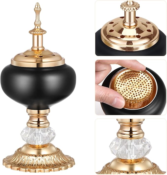 PRETYZOOM European Style Incense Burner Candlestick 3.14×3.14×7.08In Resin Aromatherapy Holder – Air-Purifying for Meditation & Stress Relief – for Home, Office, Yoga Room, Zen Space
