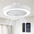 LEDIARY 22in Enclosed Ceiling Fan with Light and Remote, White Modern Bladeless Ceiling Fan with Bright Light, Led Flush Mount Ceiling Fans for Bedroom, Living Room, Kid Room(6 Speeds, 3000-6000K)