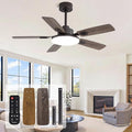 44 Inch Ceiling Fans with Lights and Remote for Bedroom Living Room Kitchen Office, Indoor/Outdoor Use, 5CCT Dimmable, Dual Color 5 Blades, 6 Speed Reversible Quiet DC Motor, Brown/Wood Grain
